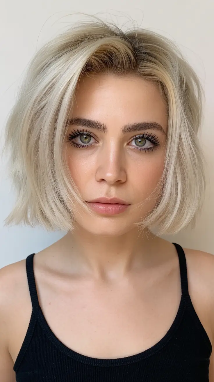spring short hairstyles 2026 Airy Platinum Bob With Lived-In Spring Texture