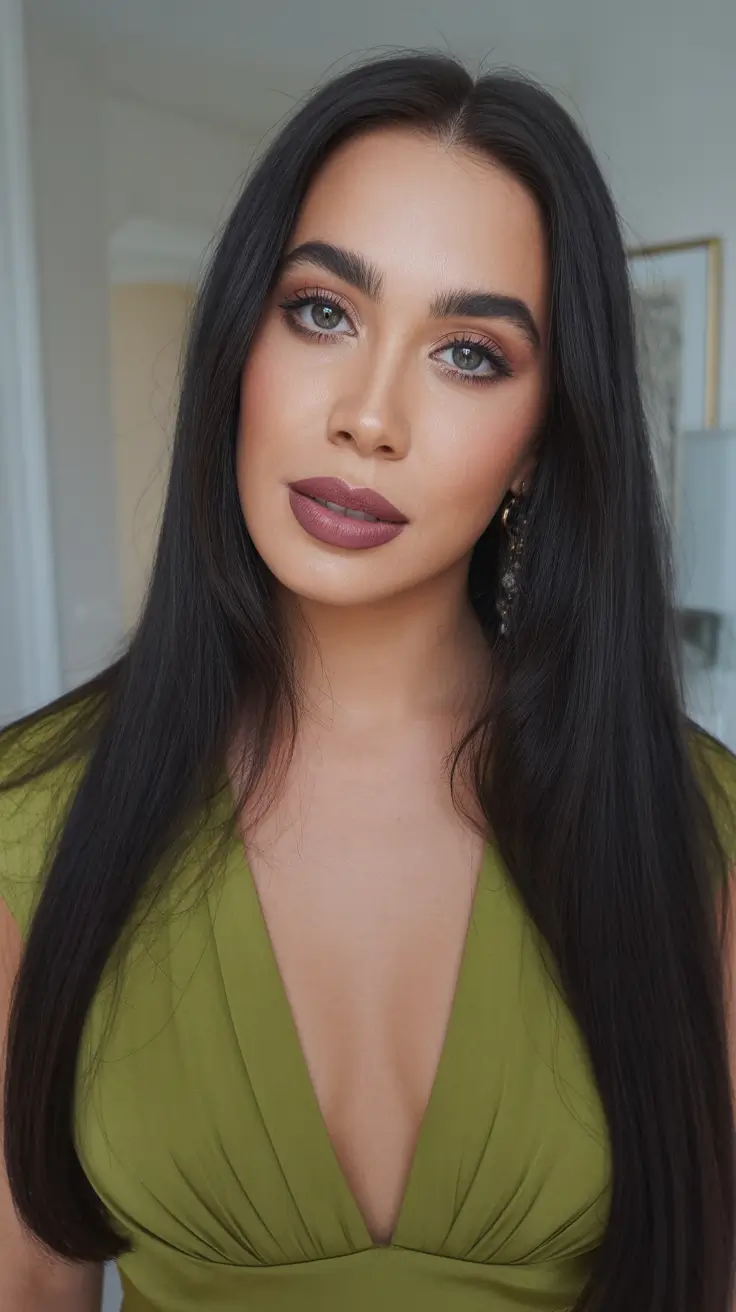 spring brunette hair color 2026 Ultra-Dark Luxe Brunette With Clean Lines