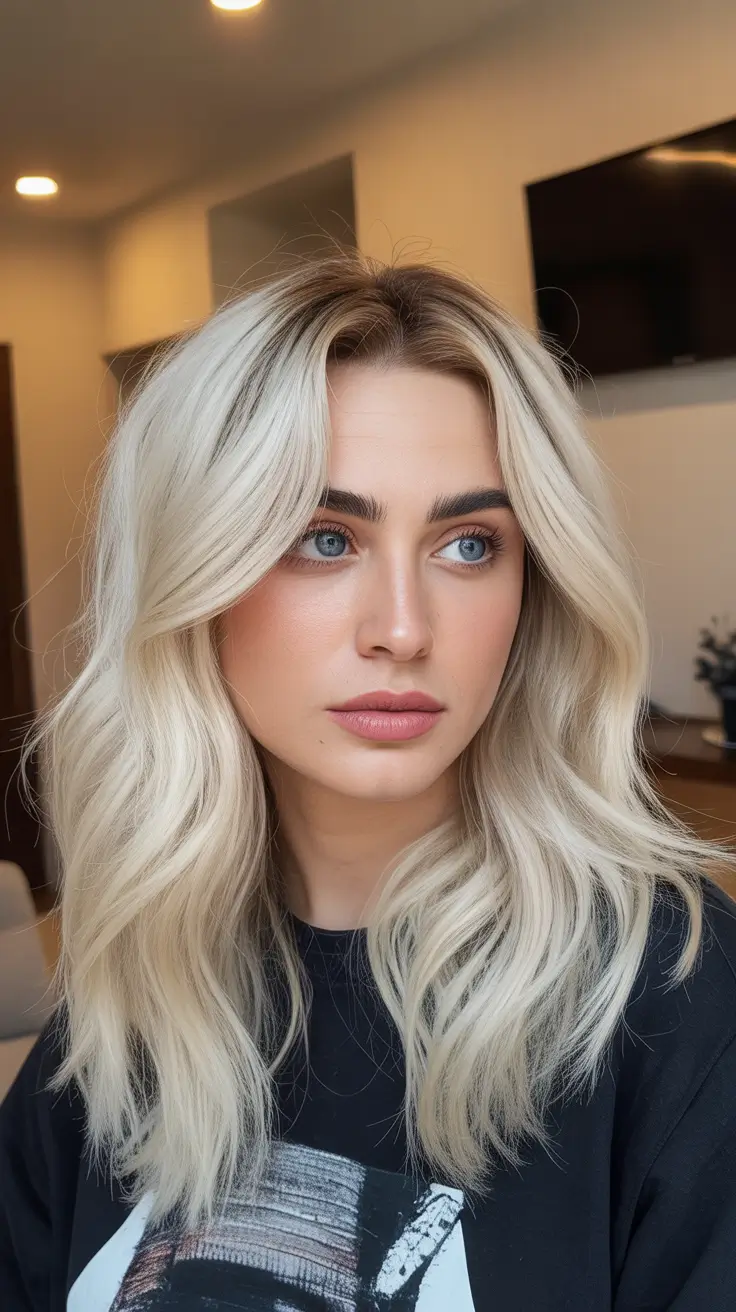 spring blonde hair color ideas Layered Platinum Spring-Length Blonde