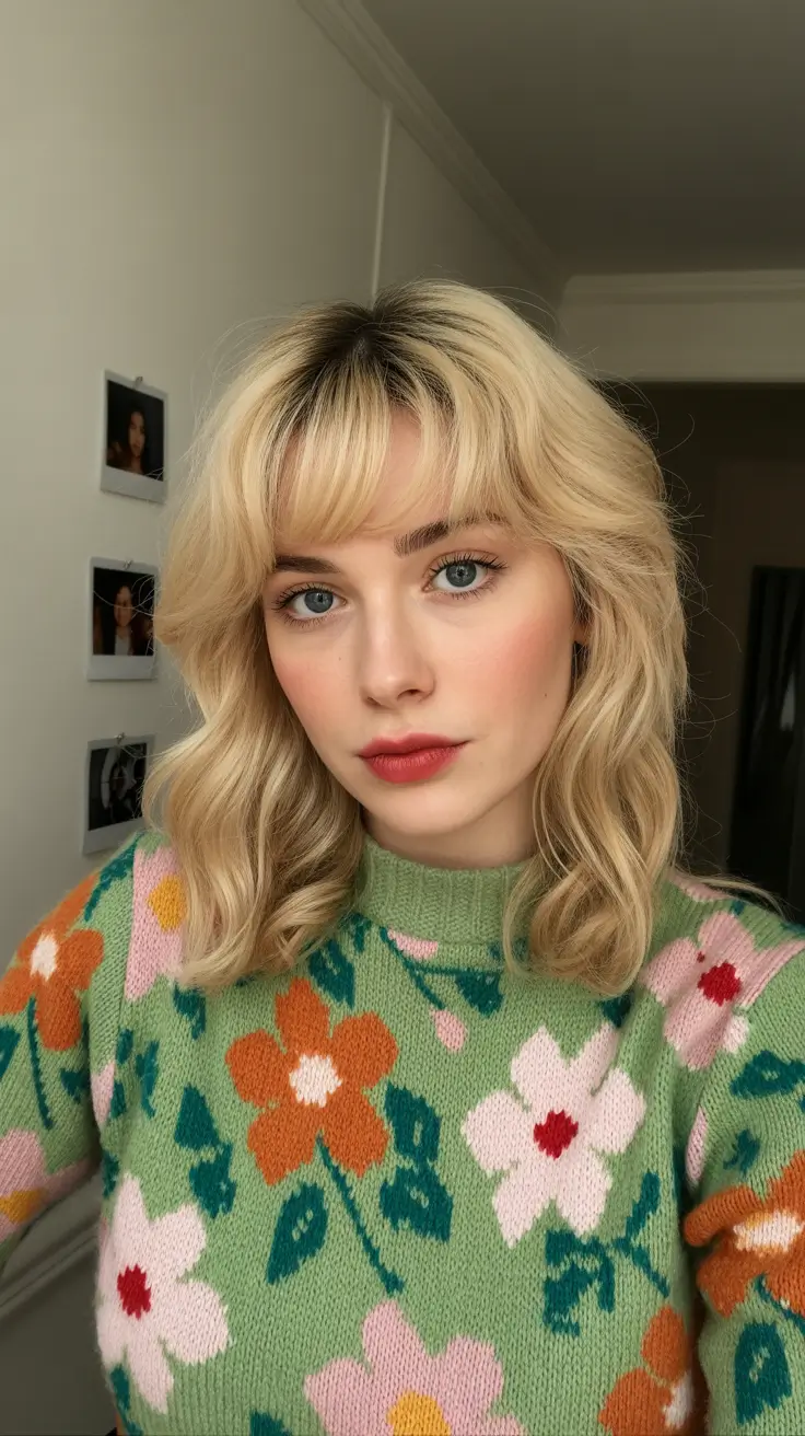 spring blonde hair color ideas Soft Strawberry-Blonde Waves With Playful Edges