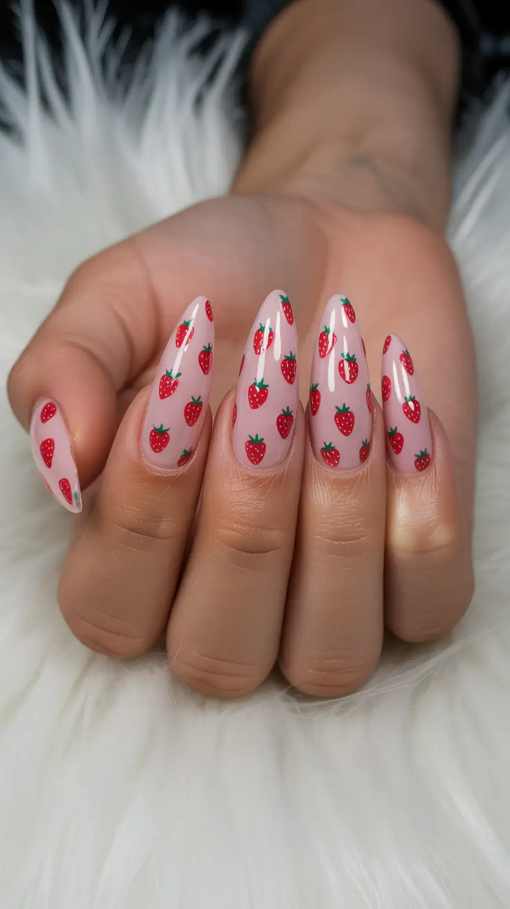 spring break nails 2026 Sweet Strawberry Gloss