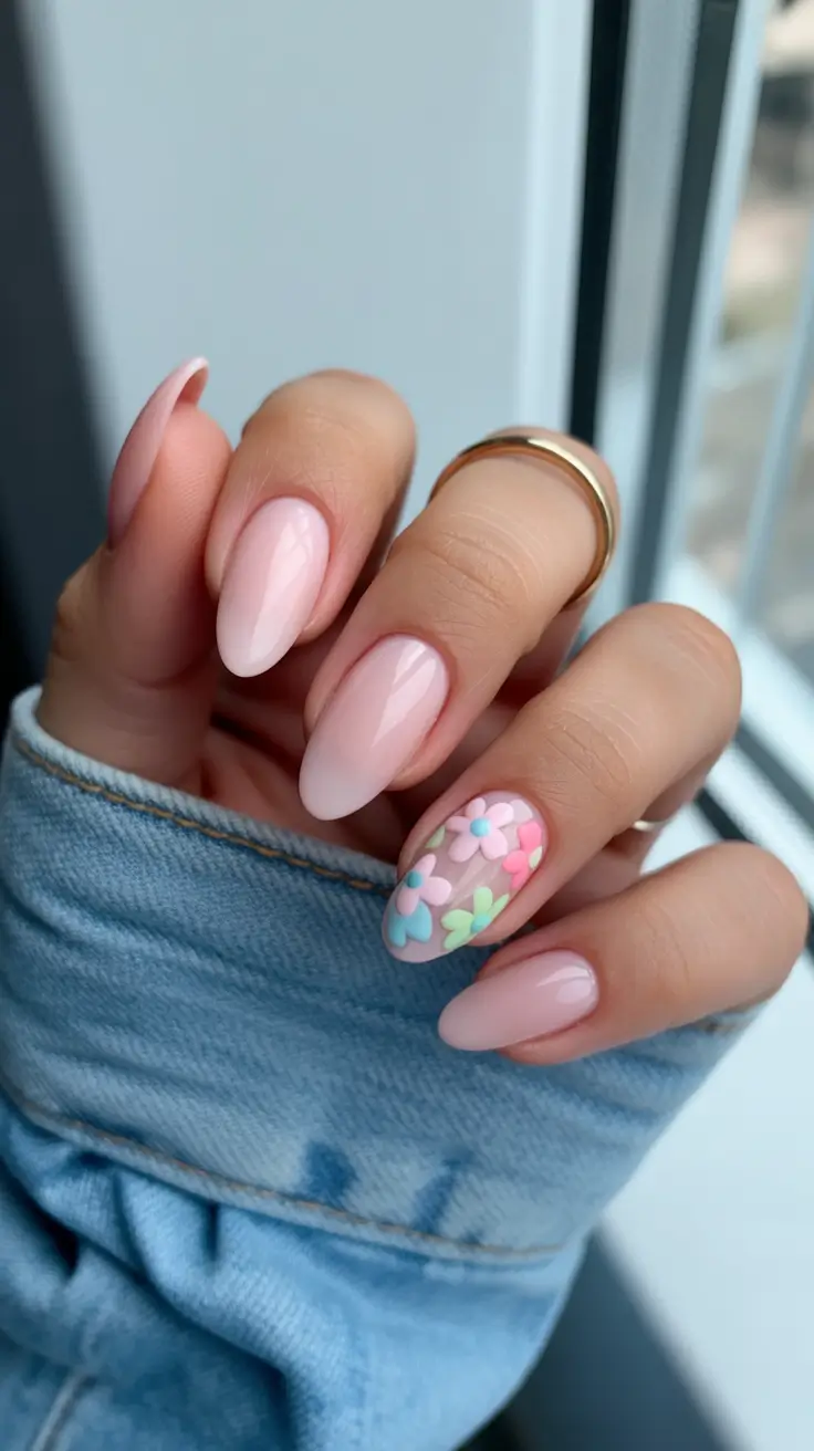 spring break nails 2026 Soft Pink Almond Nails