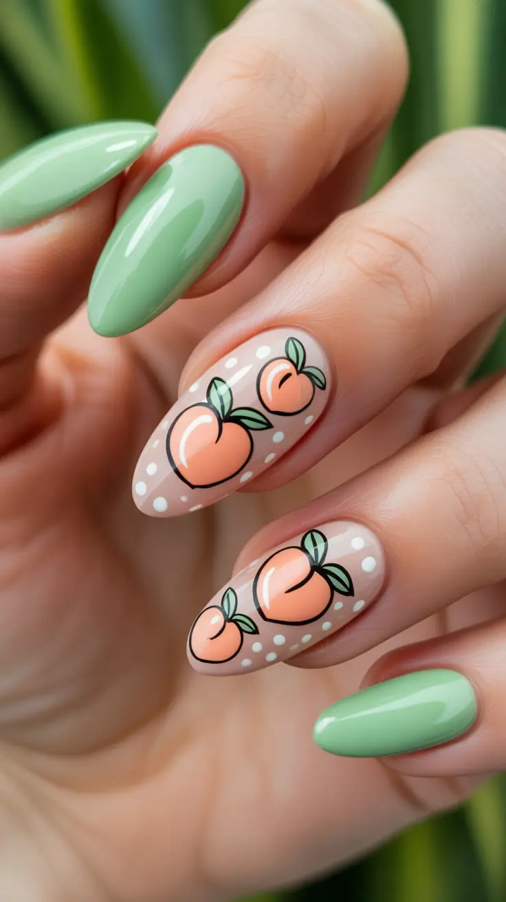 spring break nails 2026 Peachy Garden Almond Nails