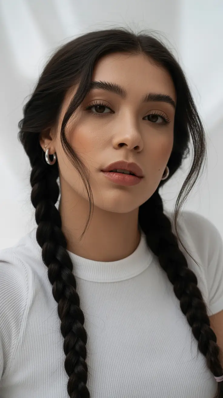 spring hairstyles 2026 Soft Double Braids With Delicate Face Pieces