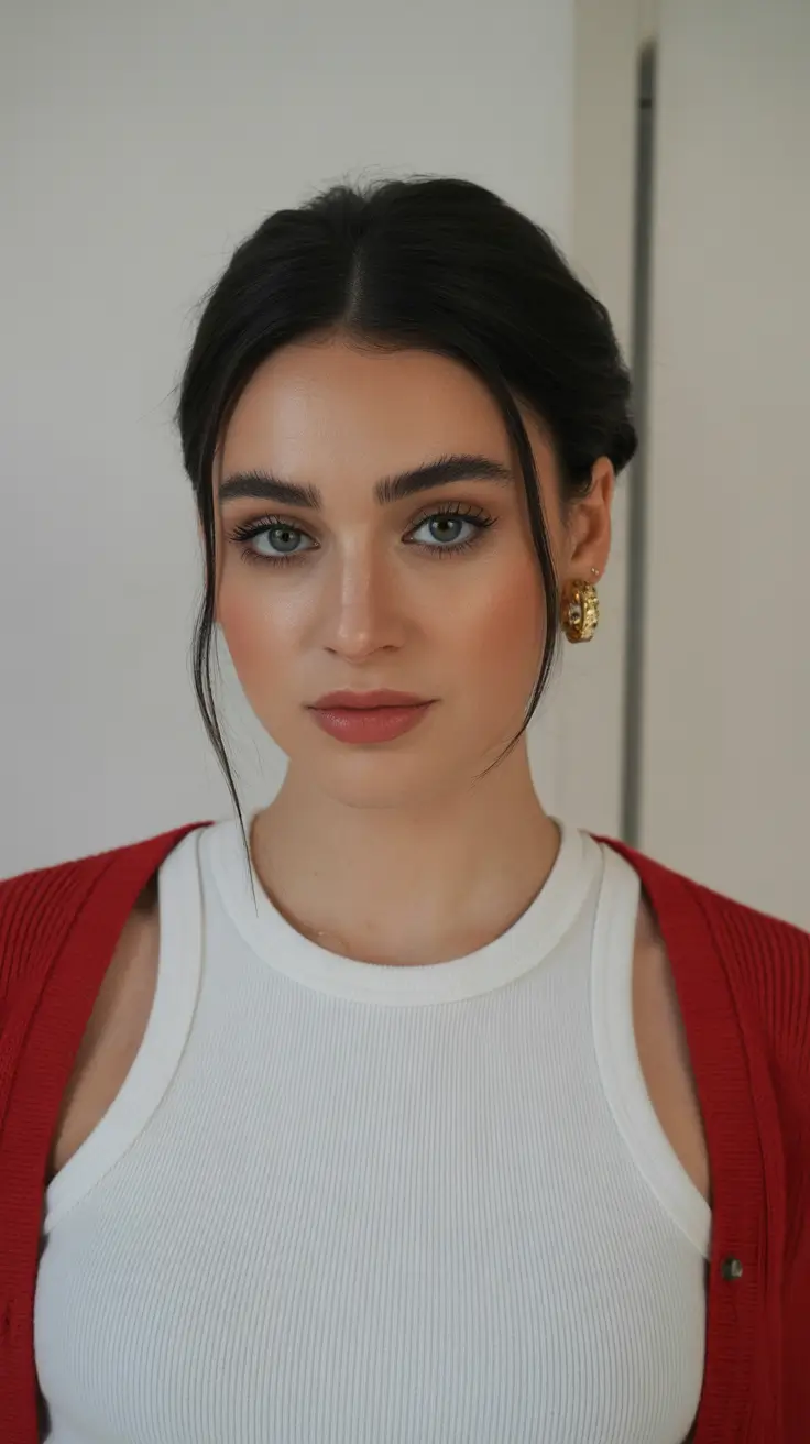 spring hairstyles 2026 Elegantly Parted Updo With Soft Face Tendrils