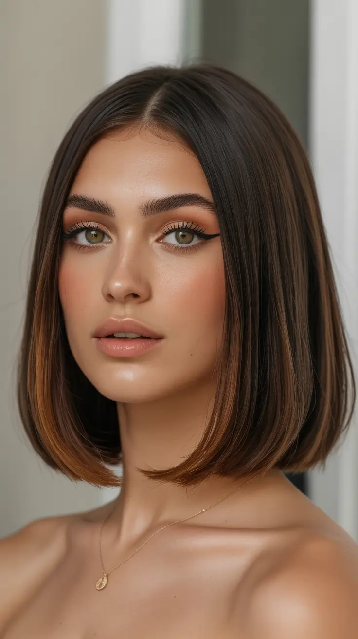 spring hairstyles 2026 Rounded Chin-Length Bob With Soft Shine