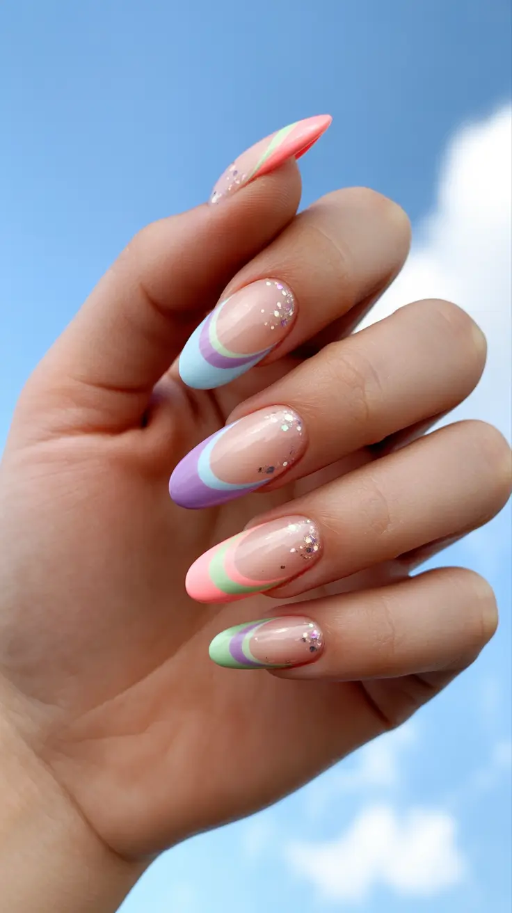 spring almond nails ideas Pastel French almond nails