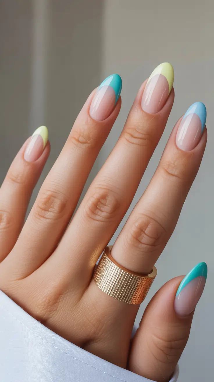 spring almond nails pastel Multicolor pastel French almond nails