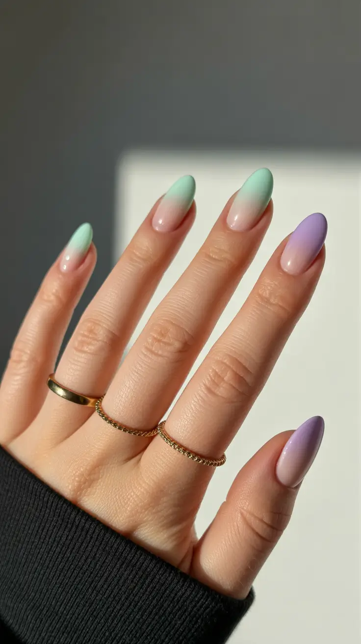 spring pastel nails 2026 Soft Ombre Pastels That Melt Together