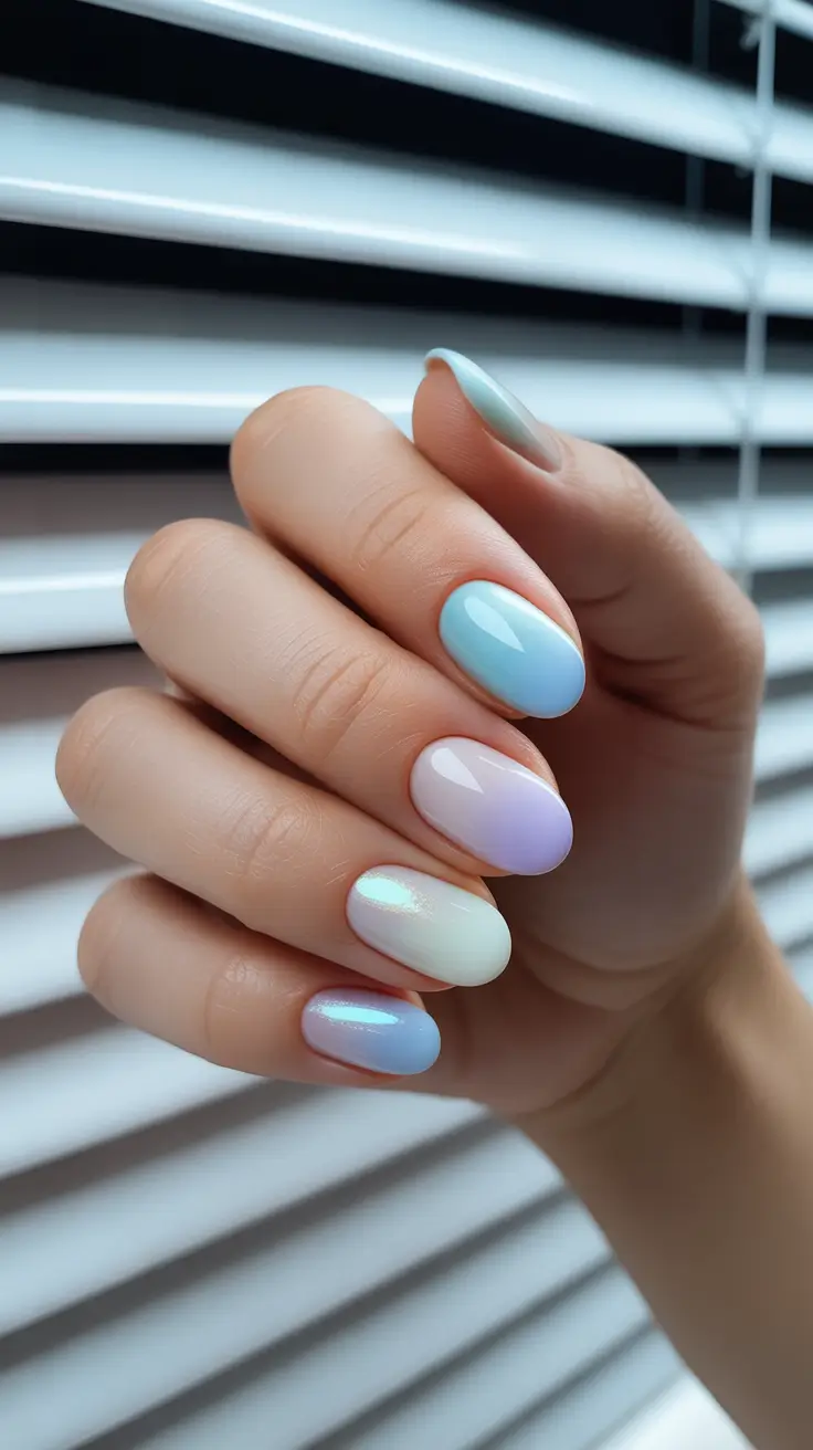 spring pastel nails 2026 Pastel Shine with a Hint of Chrome