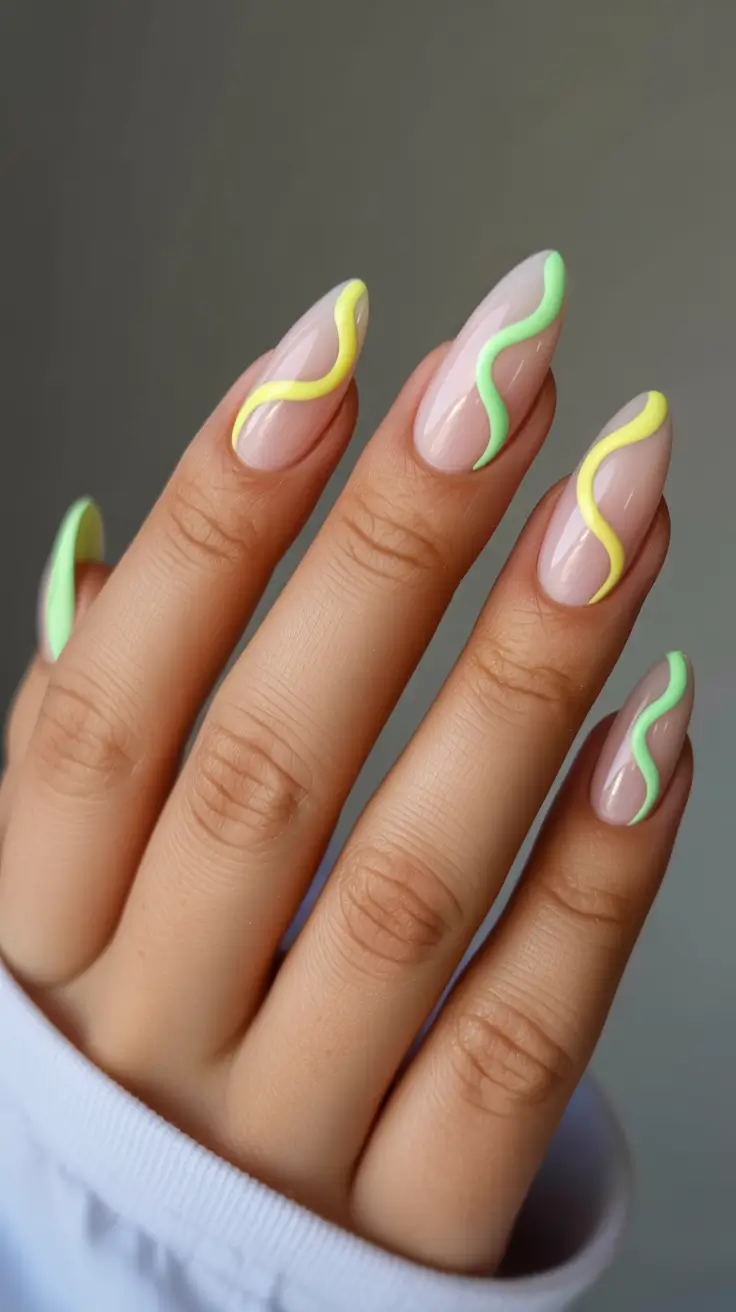 spring pastel nails 2026 Graphic Pastel Lines with a Modern Edge