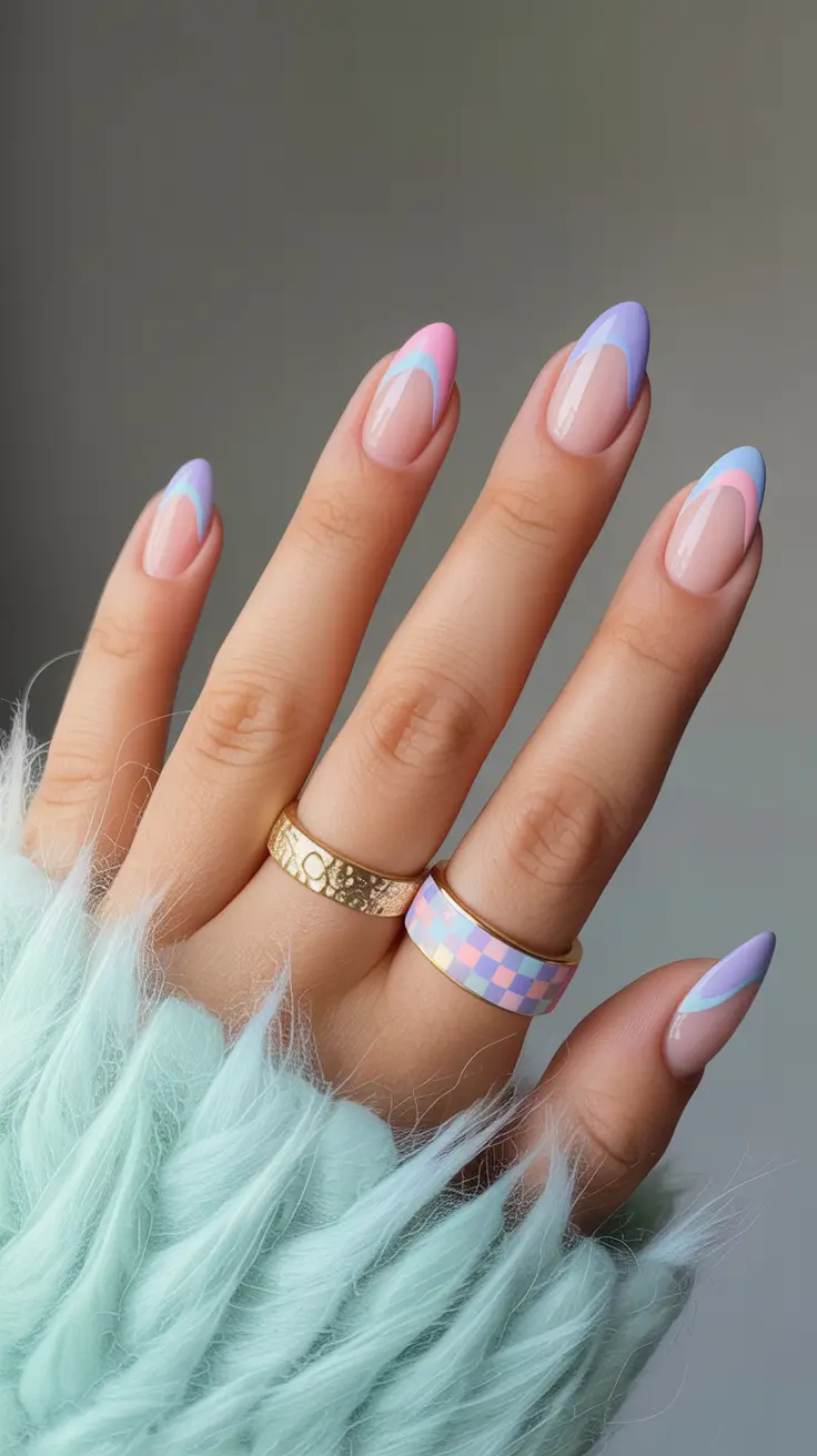 spring pastel nails 2026 Pastel French Tips with a Graphic Edge