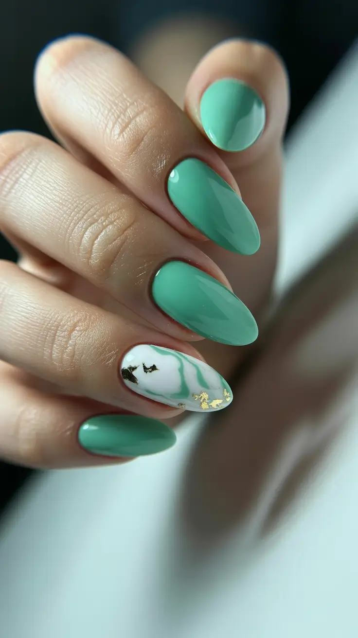 spring nail design 2026 - Fresh Mint Energy With Soft Marble Accents