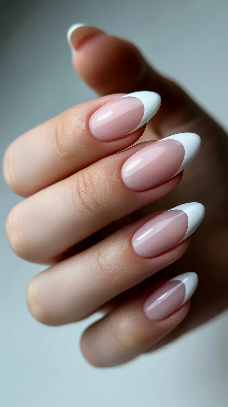 spring nail design 2026 - Classic Almond French With Modern Curves