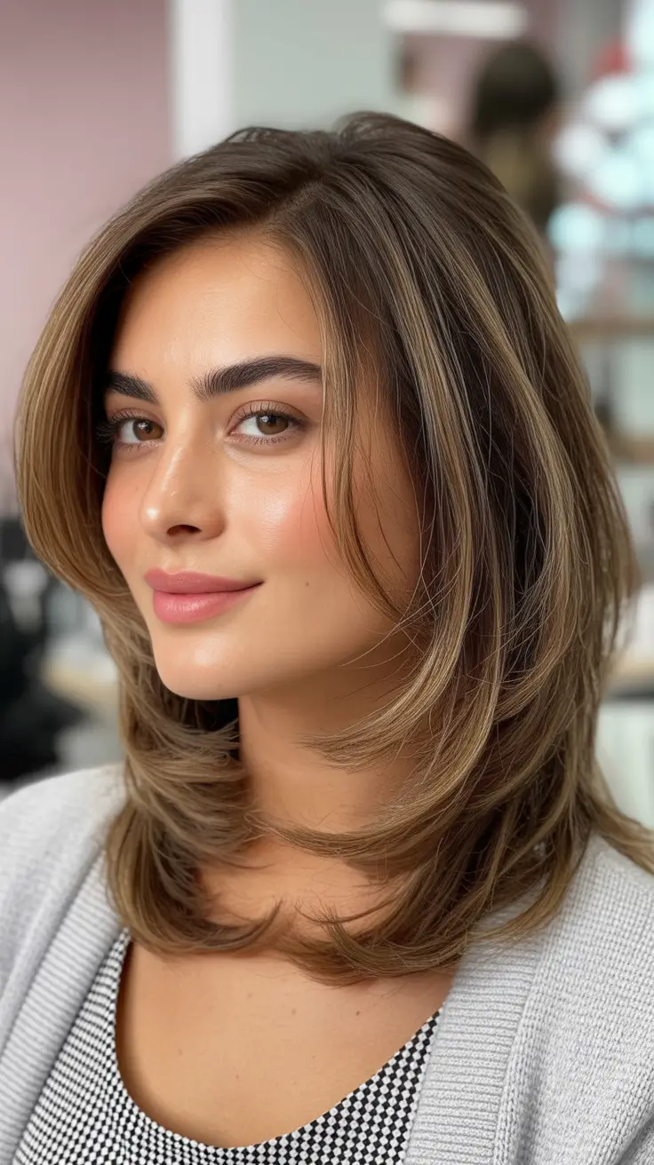 trending spring haircuts 2026 Feathered Medium Layers With Soft Balayage