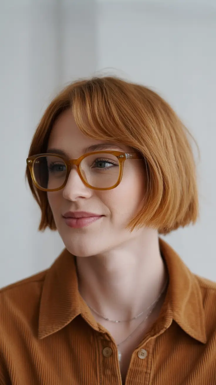 trending spring haircuts 2026 Rounded Ginger Bob With Soft Micro Fringe