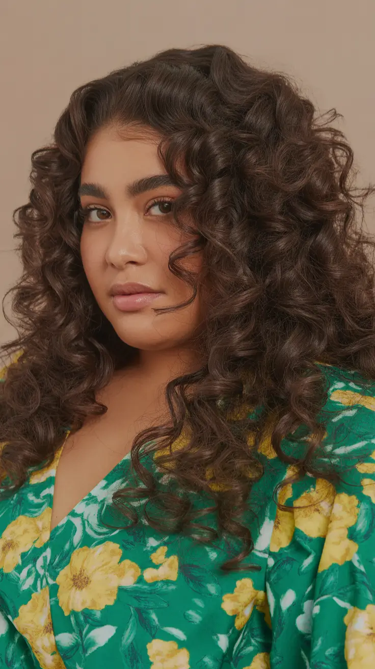spring haircuts for plus size women Voluminous Natural Curls with Defined Shape