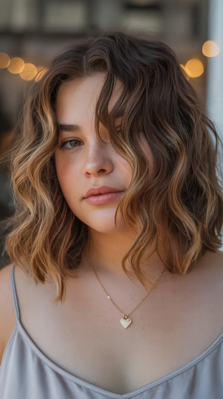 spring haircuts for plus size women Textured Wavy Lob with Natural Movement