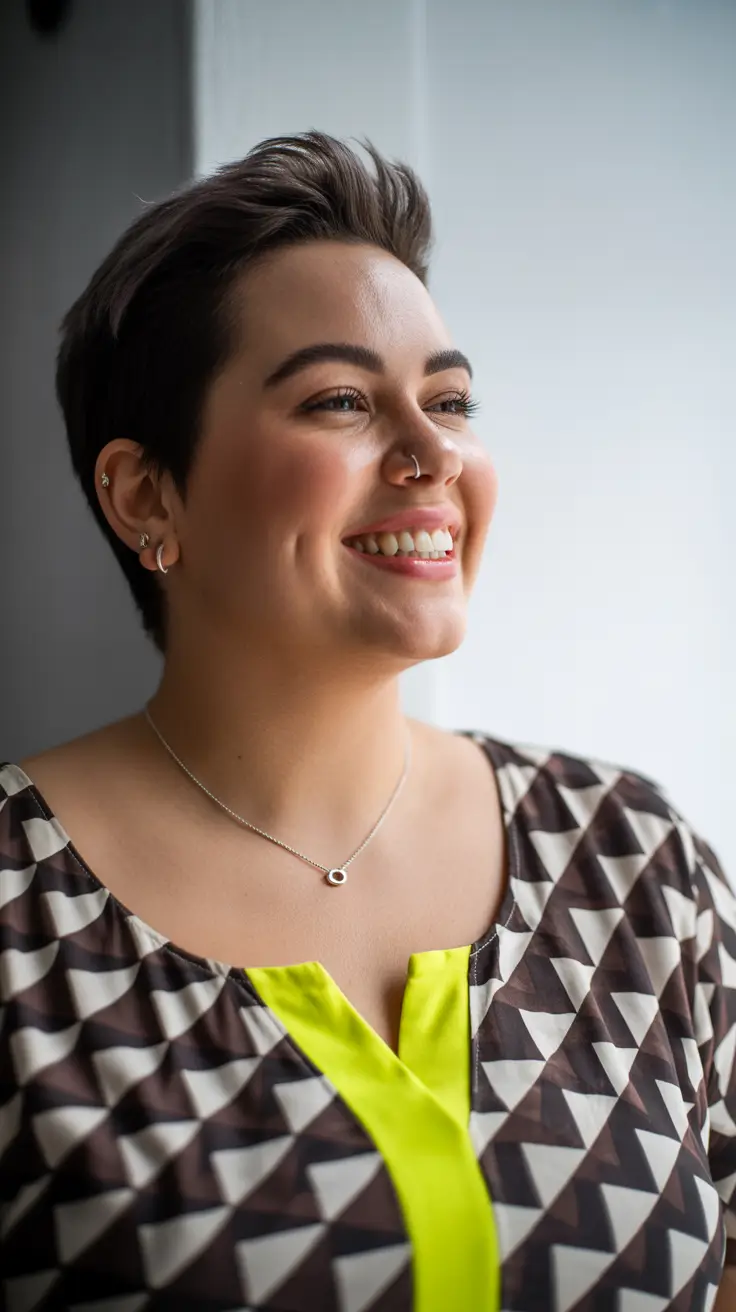 spring haircuts for plus size women Confident Short Pixie Energy