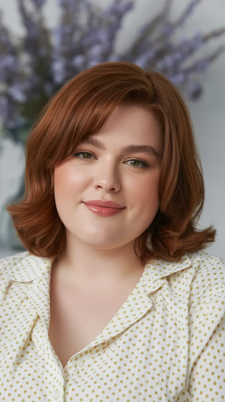 spring haircuts for plus size women Warm Ginger Mid-Length Softness