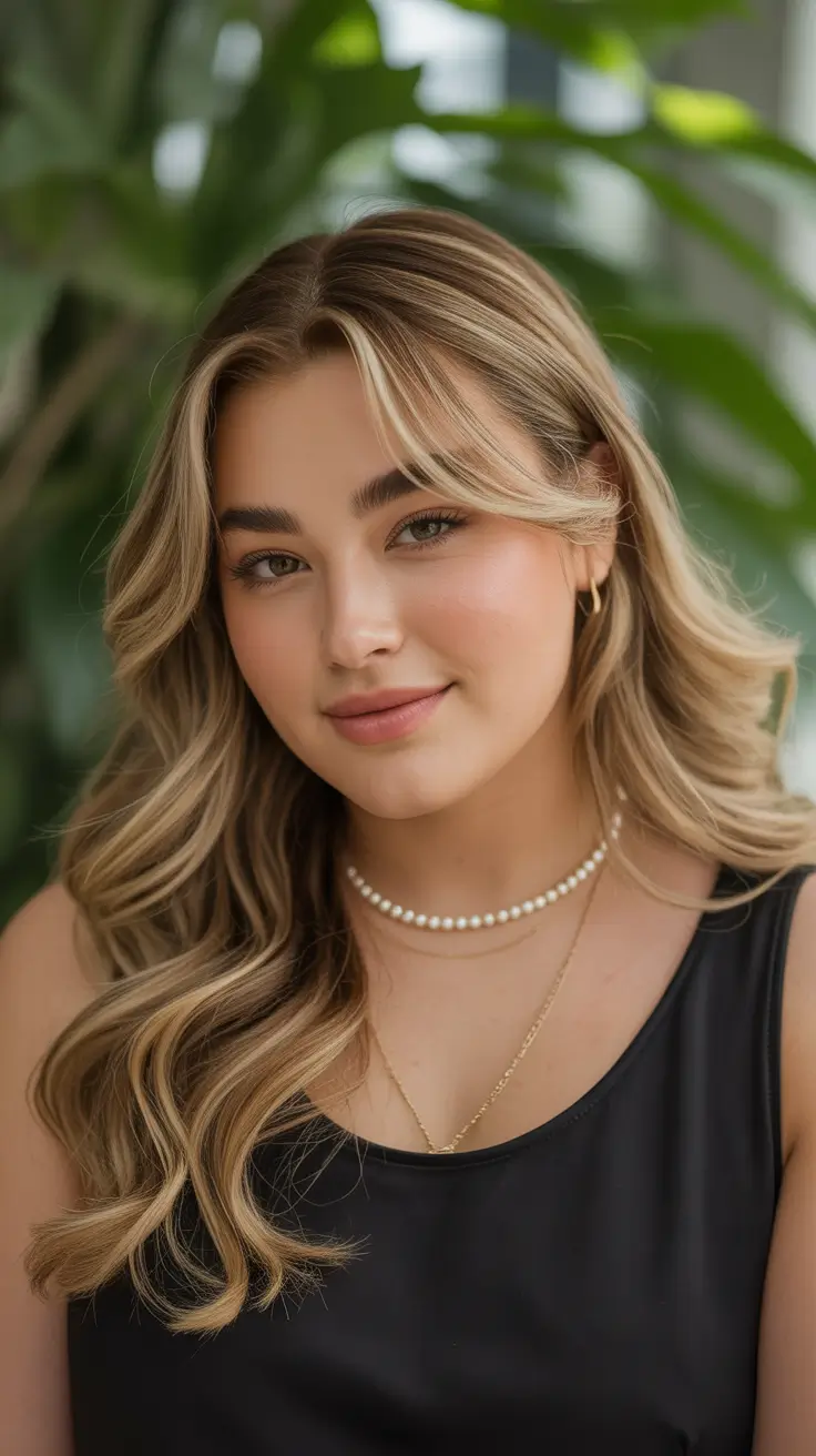 spring haircuts for plus size women Soft Waves with Face-Framing Highlights