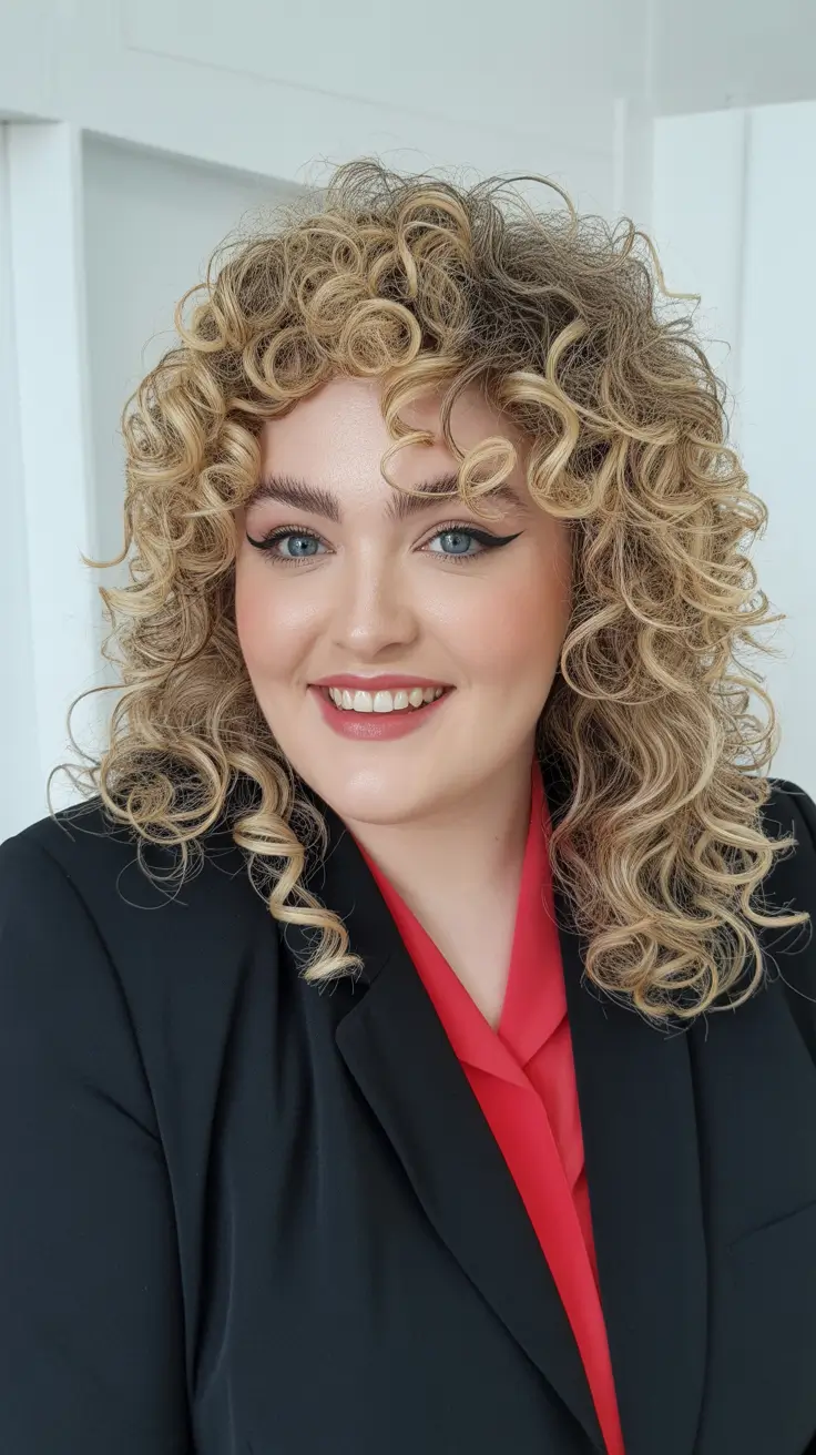spring haircuts for plus size women Curly Shag with Playful Volume