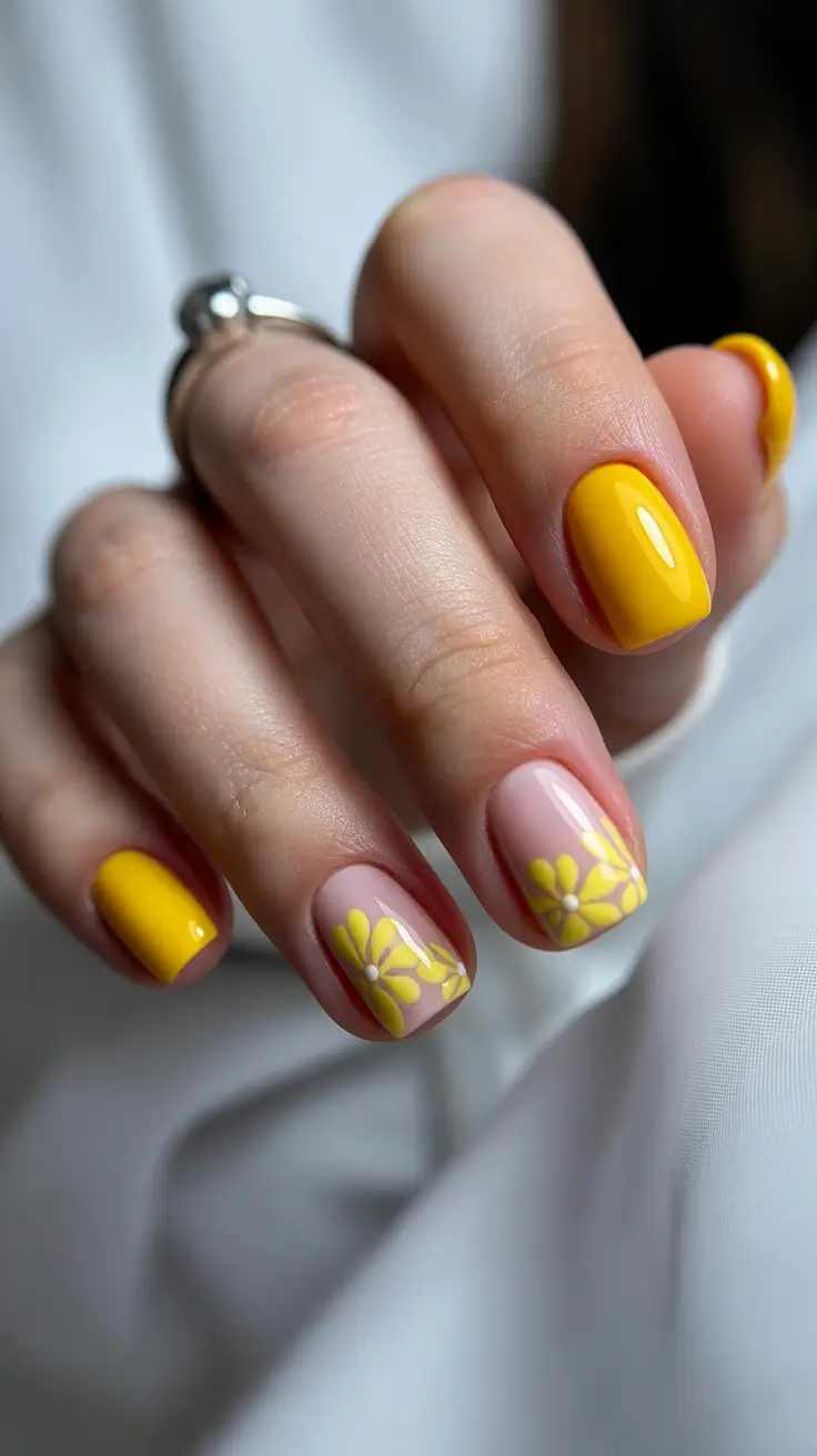 april nails ideas simple Yellow Daisy Nails for Simple Spring Brightness