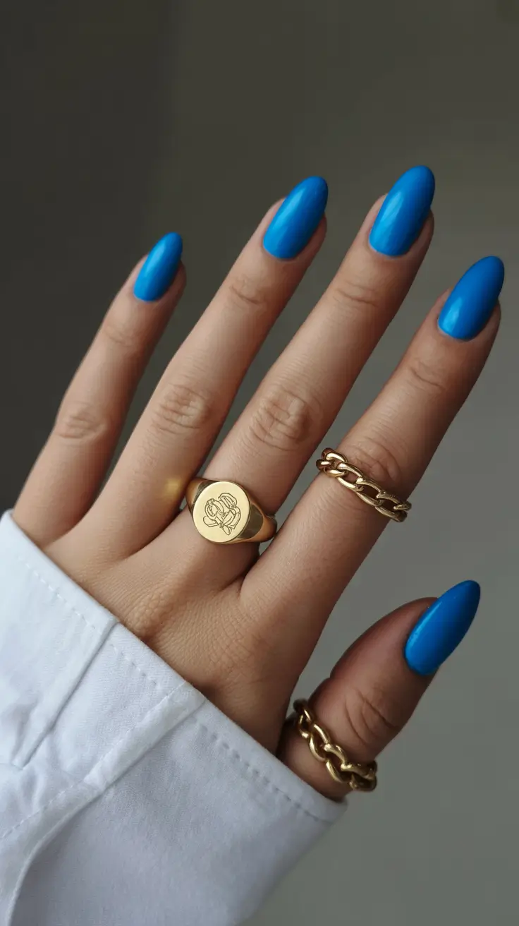 spring long nails 2026 Blue Almond Nails