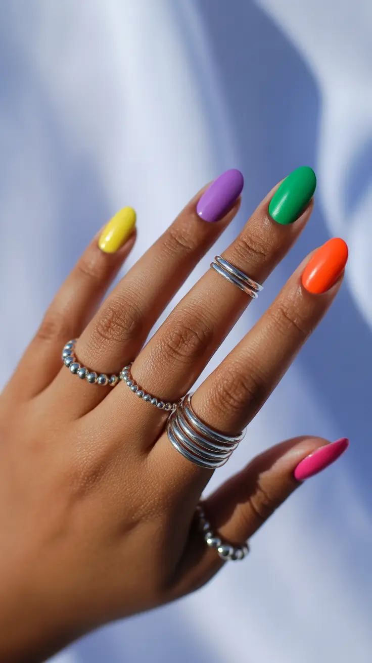 best spring nails simple 2026 Rainbow Bright Nails for a Joyful Spring Trend