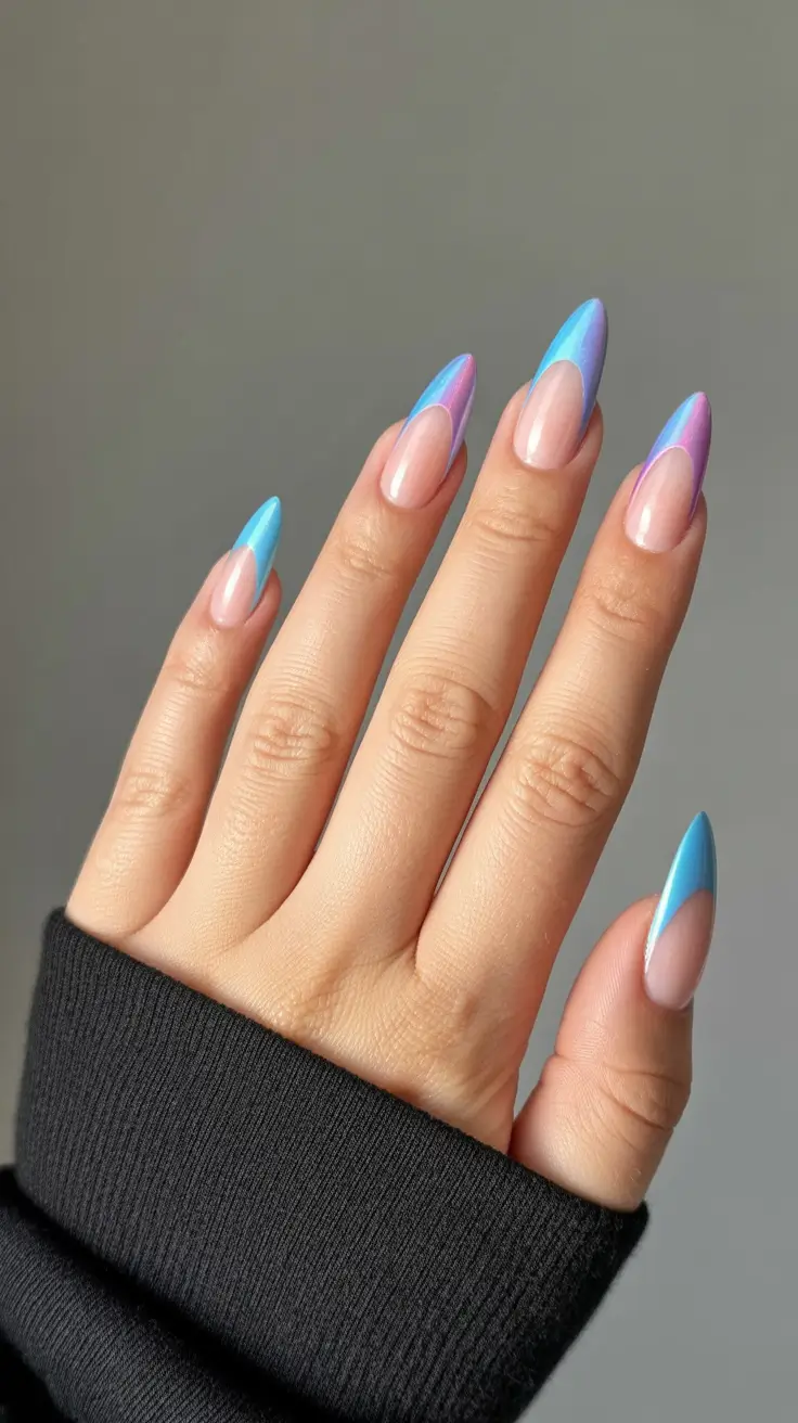 best spring stiletto nails 2026 Dreamy Pastel Chrome French for Futuristic Spring Nails