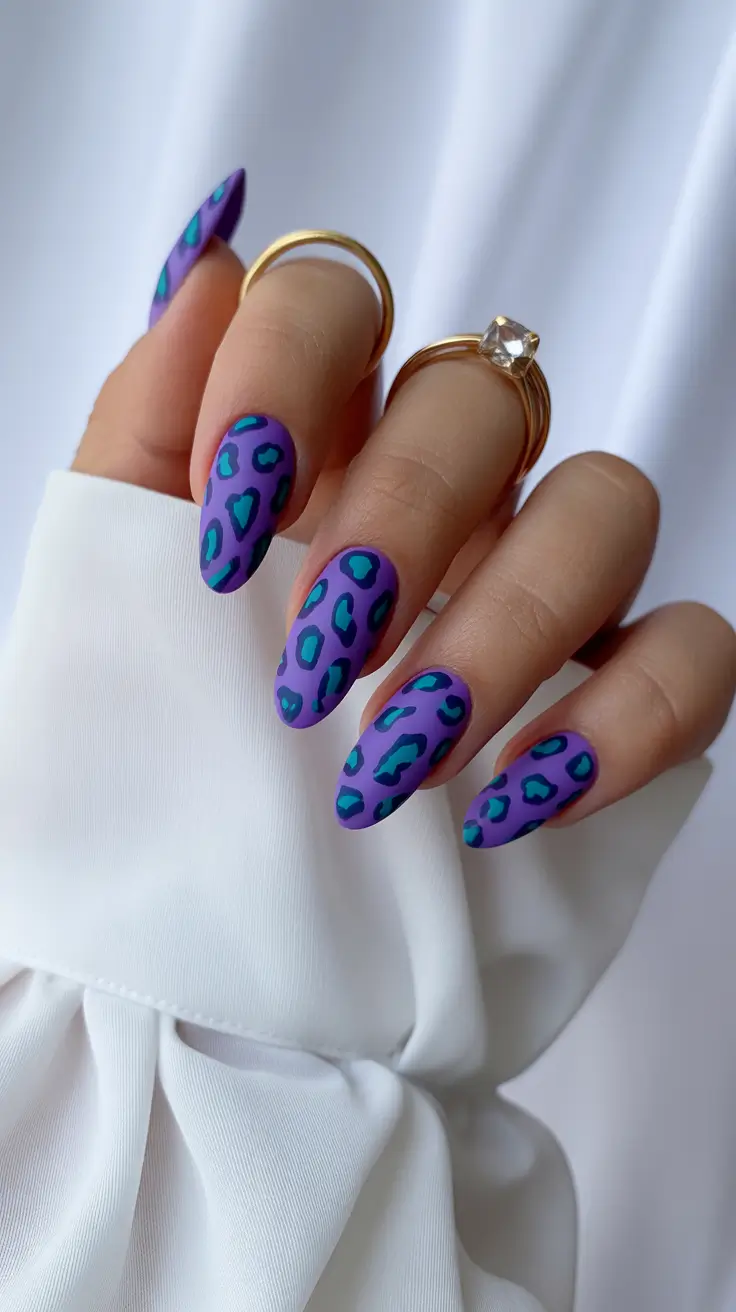 best spring stiletto nails 2026 Purple Leopard Print Stiletto Nails for Bold Spring Energy