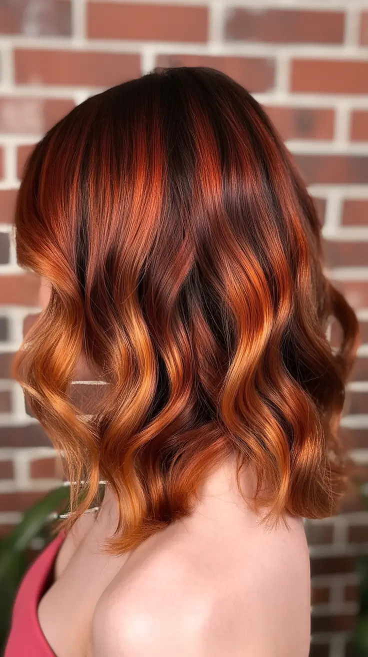 chic spring fox hair color 2026 Brunette Fox Waves with Copper Highlights