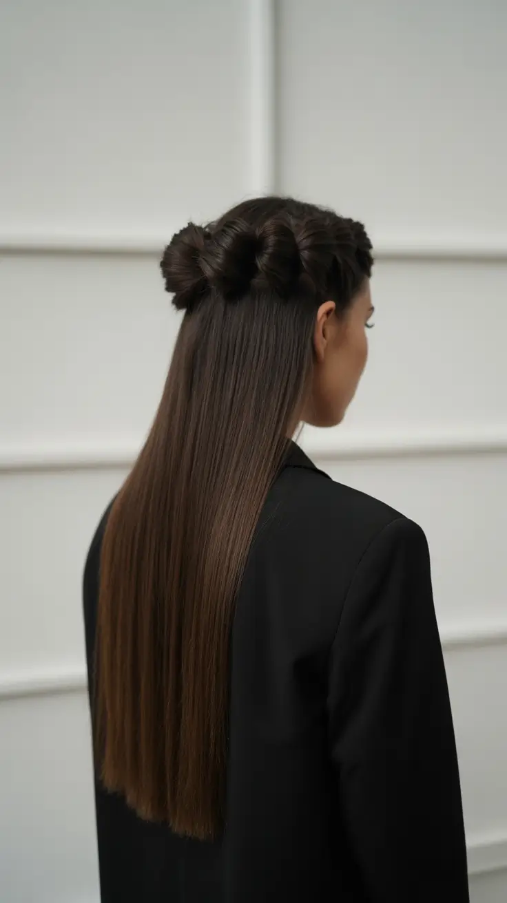 effortless spring half up half down hairstyle 2026 Double Mini Bun Half-Up on Ultra Long Lengths