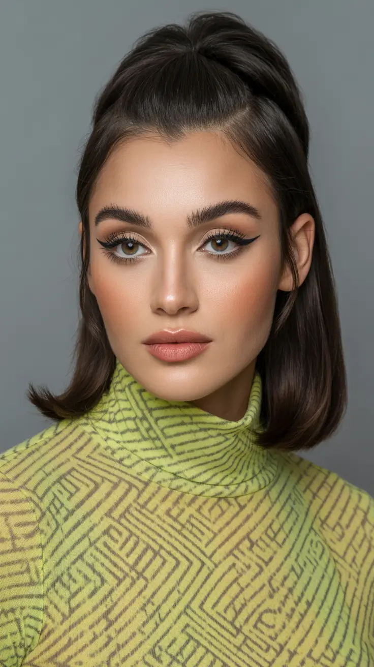 effortless spring half up half down hairstyle 2026 Polished Half-Up on Soft Blunt Bob