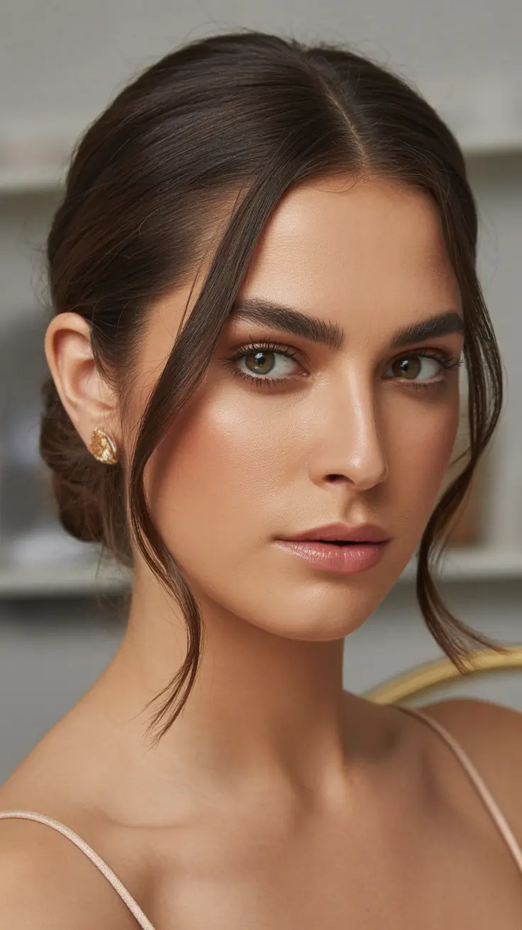 effortless spring half up half down hairstyle 2026 Center-Parted Low Half-Up with Soft Face Tendrils