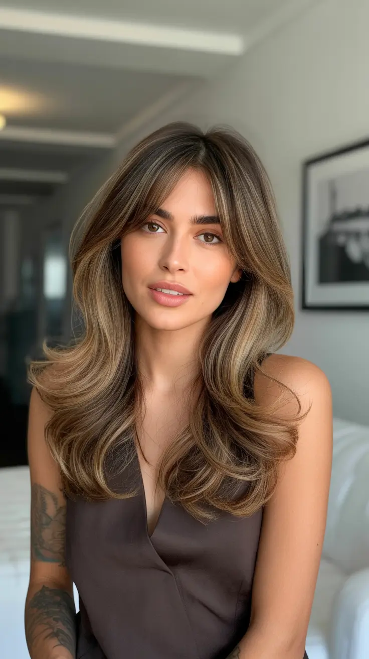 elegant spring caramel hair color 2026 Elegant Mocha Caramel Layers with Soft Dimension