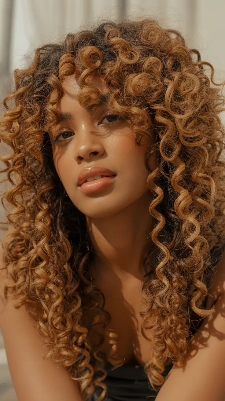 elegant spring caramel hair color 2026 Spring Auburn Caramel Curls with Radiant Dimension