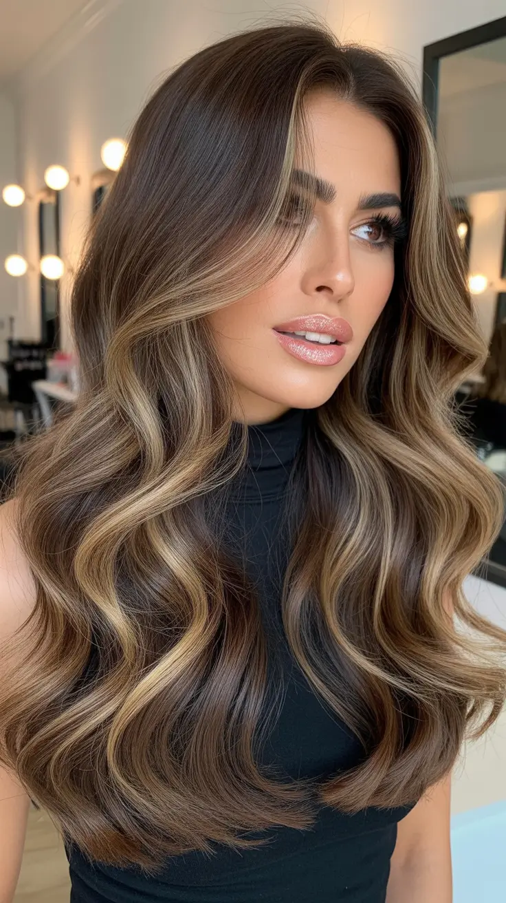 elegant spring caramel hair color 2026 Face Framing Caramel Ribbons for Modern Brunette Glow