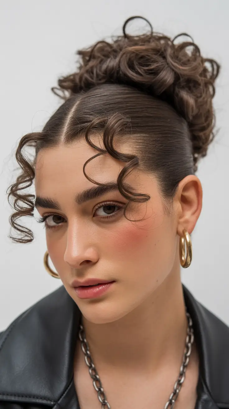 elegant spring formal hairstyle 2026 Soft Curly Bun With Face-Framing Tendrils