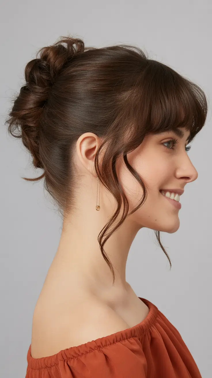 elegant spring formal hairstyle 2026 Romantic Messy Bun with Soft Tendrils