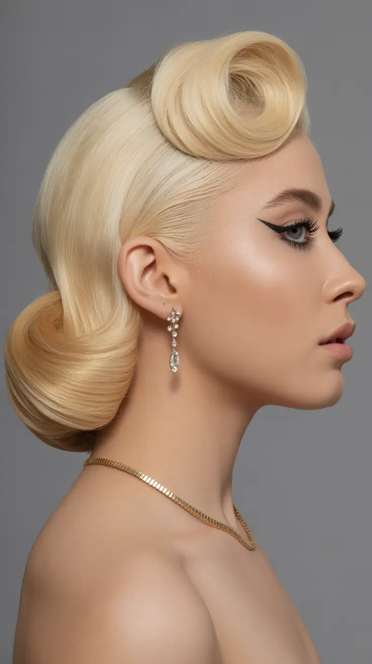 elegant spring formal hairstyle 2026 Vintage Glamour Roll With Sleek Chignon