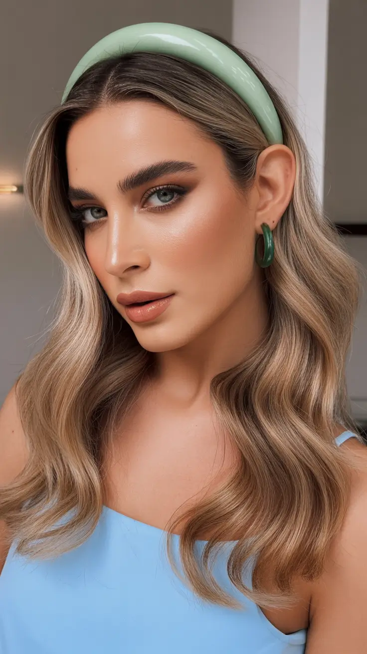 elegant spring formal hairstyle 2026 Soft Waves With Headband Elegance