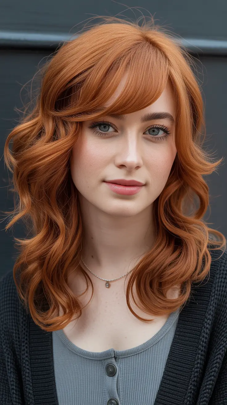elegant spring shag hairstyle looks 2026 Elegant Copper Long Shag with Flowing Waves