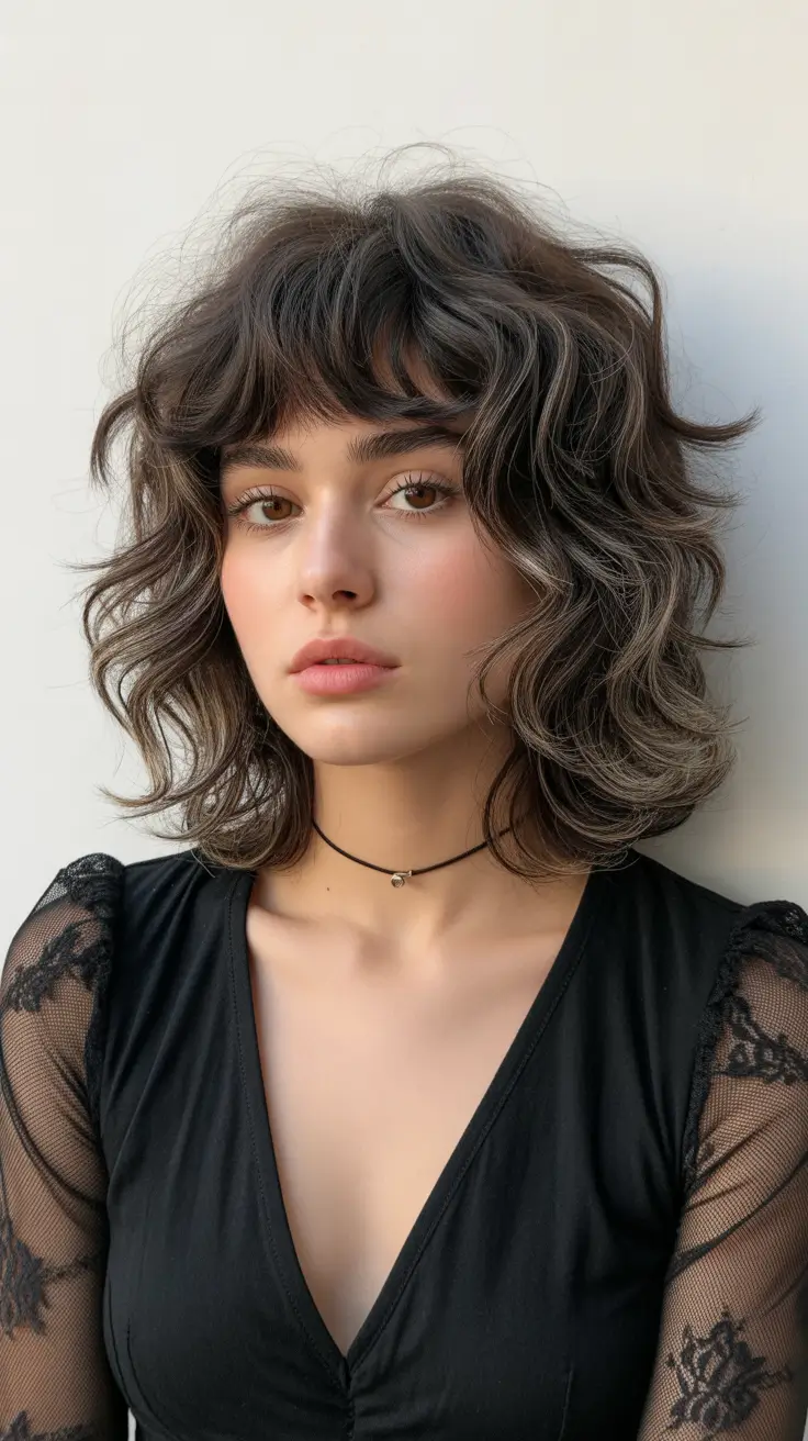 elegant spring shag hairstyle looks 2026 Voluminous Wavy Medium Shag with Soft Layers
