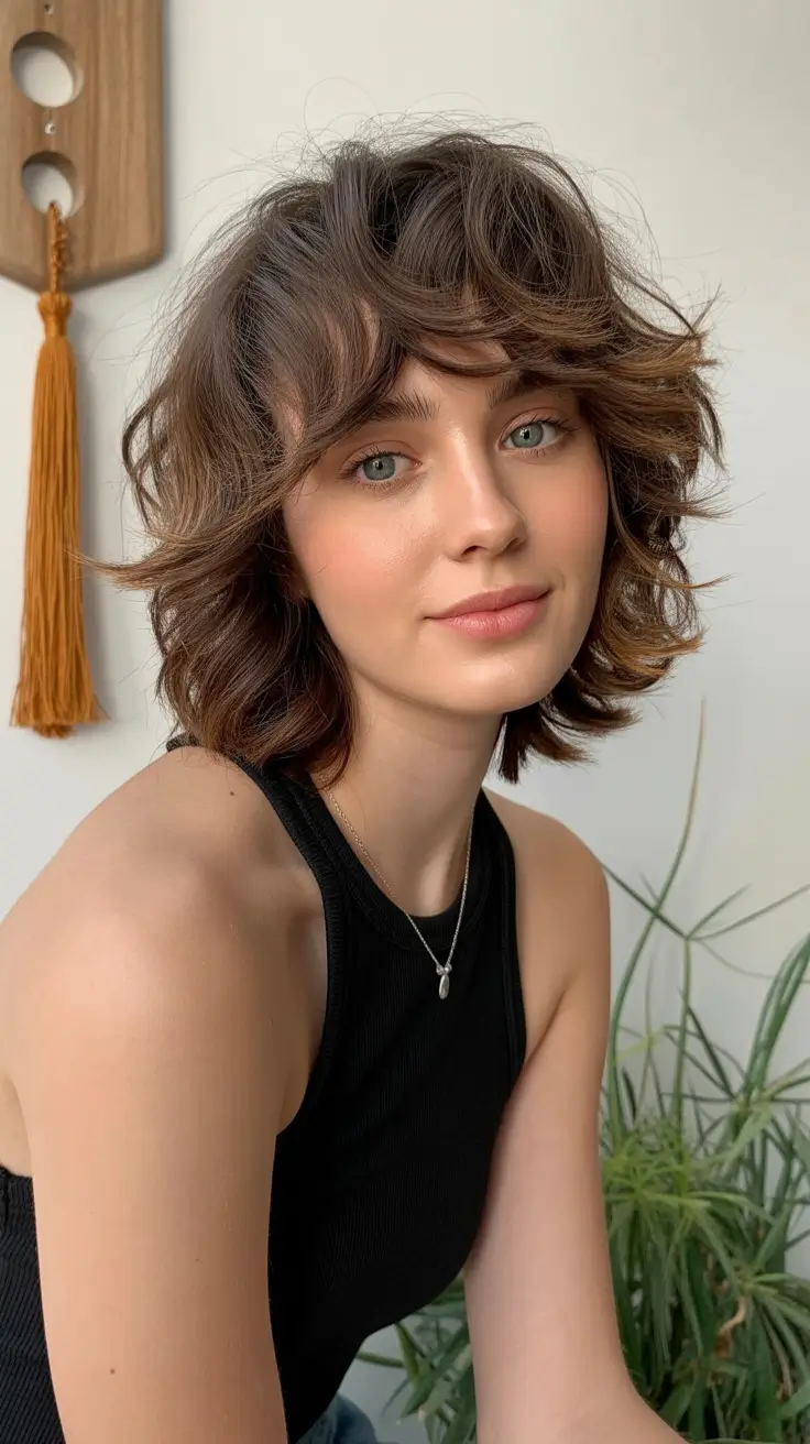 elegant spring shag hairstyle looks 2026 Soft Layered Medium Shag with Natural Volume