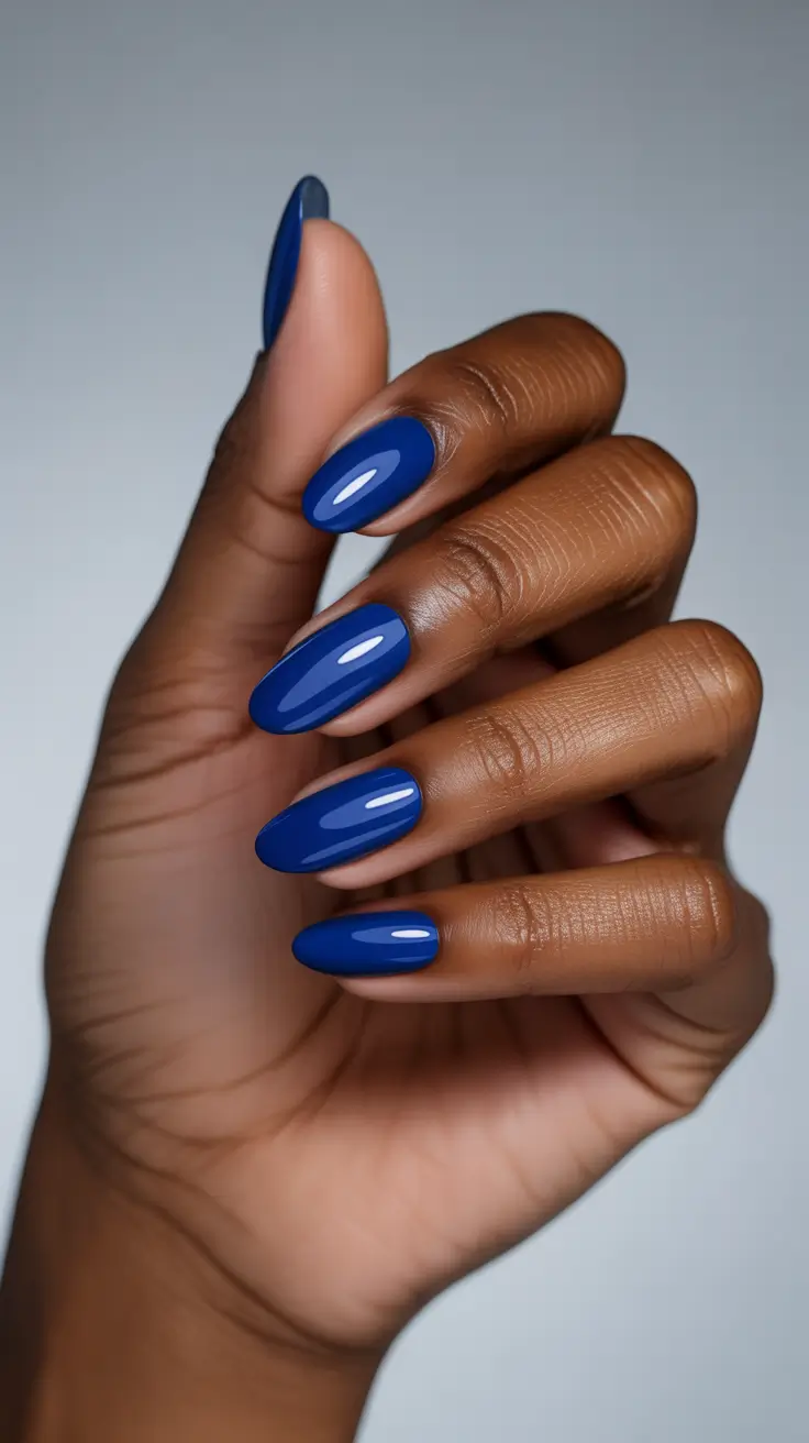 gorgeous spring nails for dark skin 2026 Deep cobalt elegance for modern spring confidence