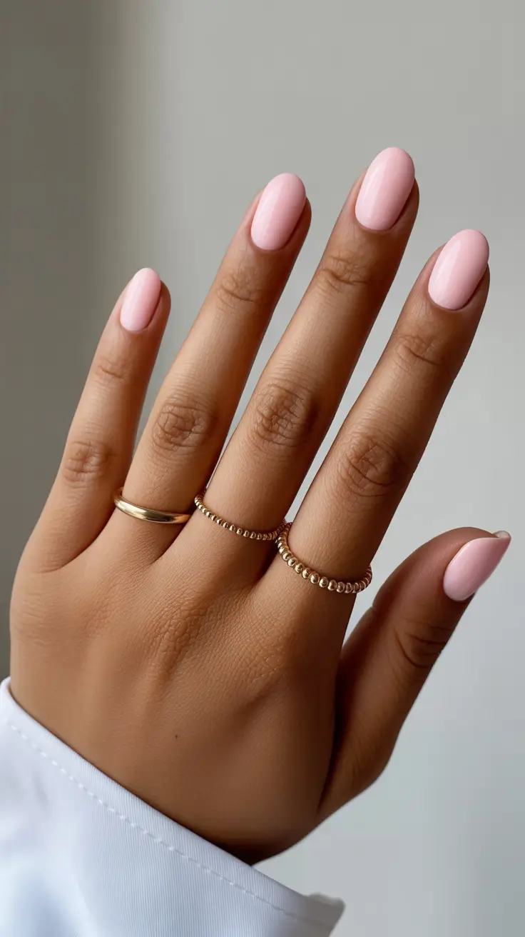 spring oval nails 2026 Soft Baby Pink Minimalism