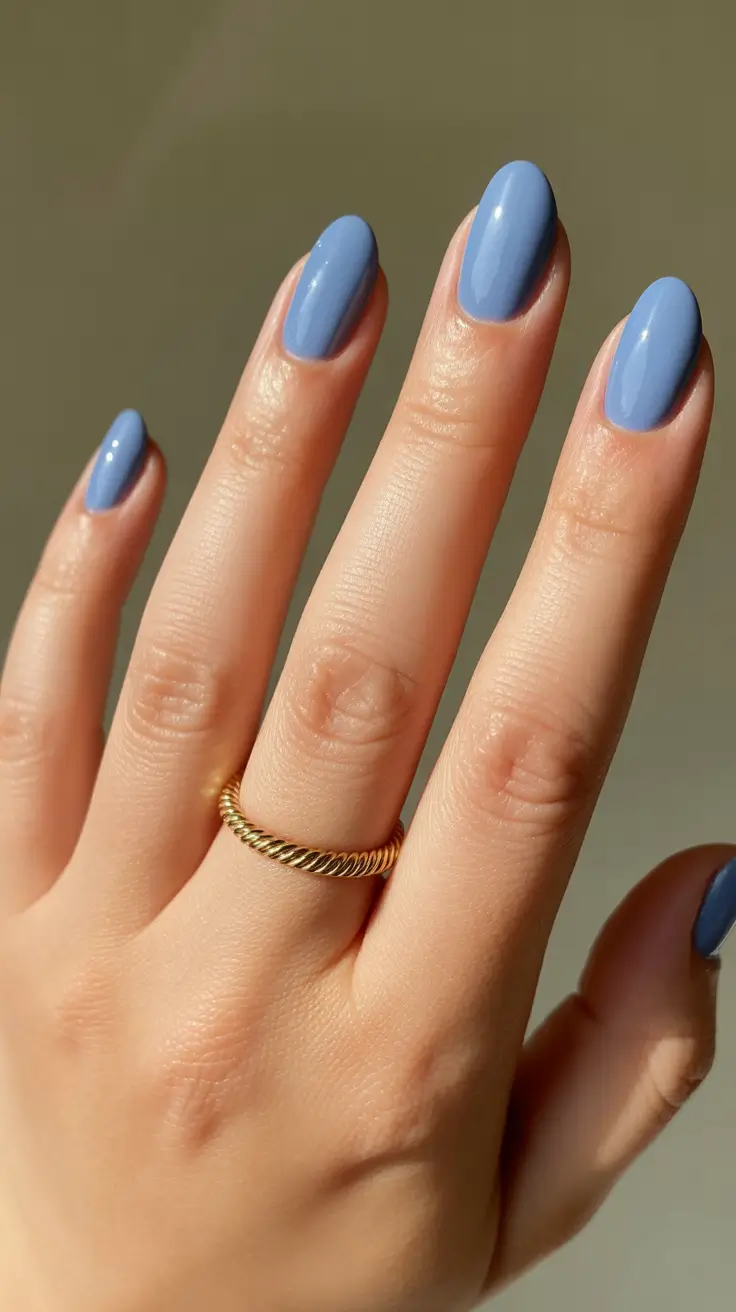 spring oval nails 2026 Soft Blue Serenity for Everyday Spring