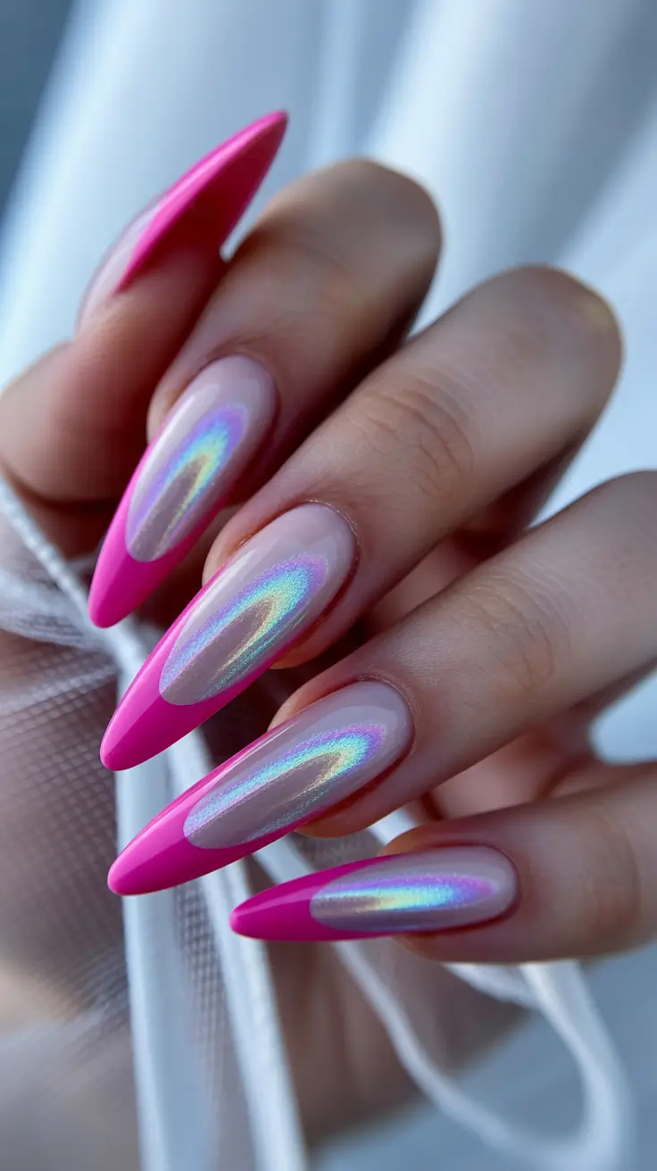 may nails ideas 2026 pink chrome almond nails
