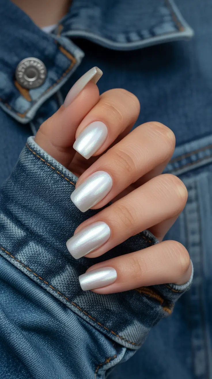 may nails ideas 2026 pearl chrome square nails